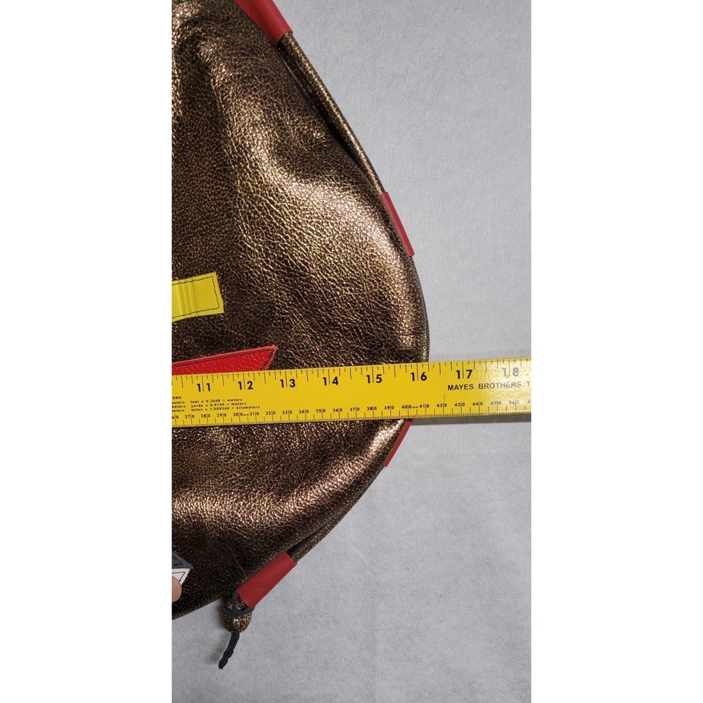 Copper With Multicolor Leather Patchwork  And Plastic Eye Trim Leather Hobo Bag - Picture 7 of 9